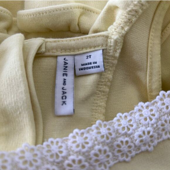 Janie and Jack Yellow Flutter Strap Dress 2T, Eyelet Lace, Spring/Summer - Picture 6 of 7